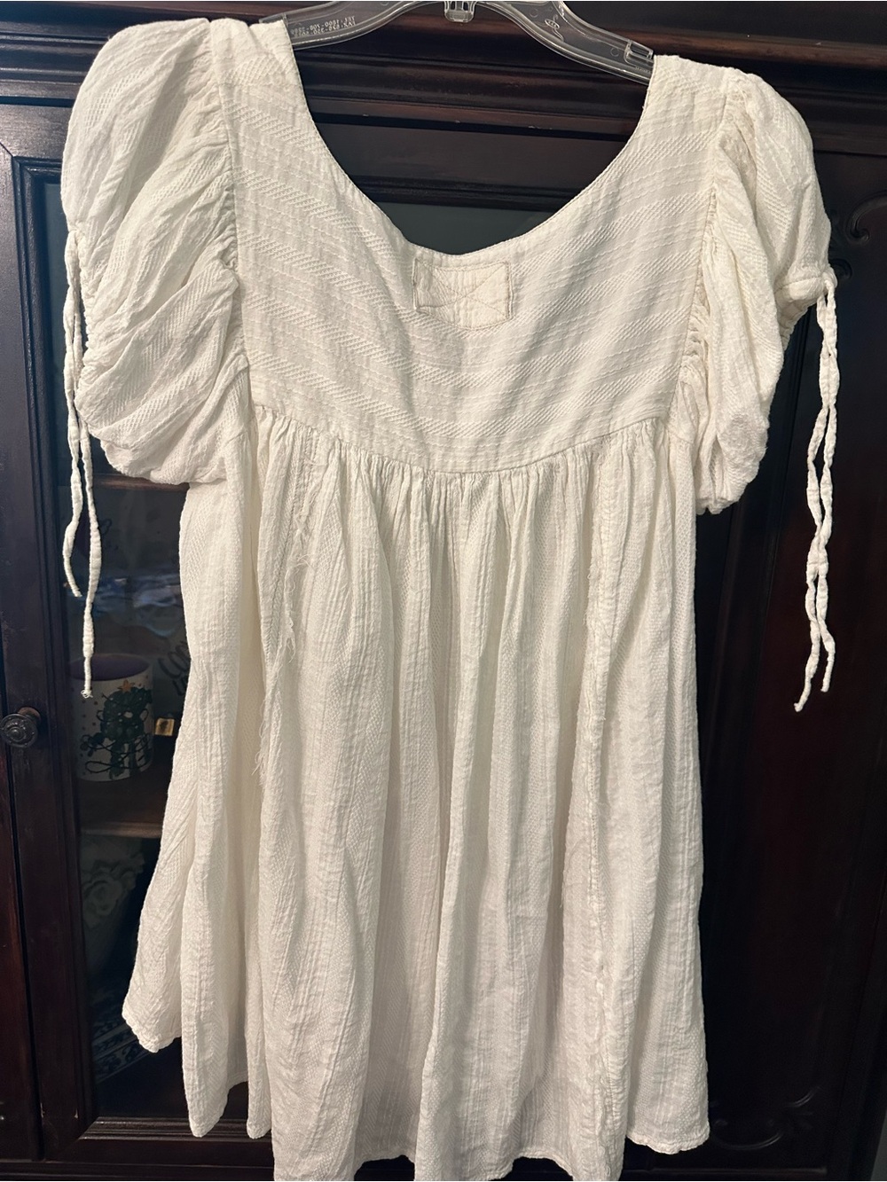 We The Free White Gauze Peasant Tunic with Puff Sleeves - Picture 5 of 5